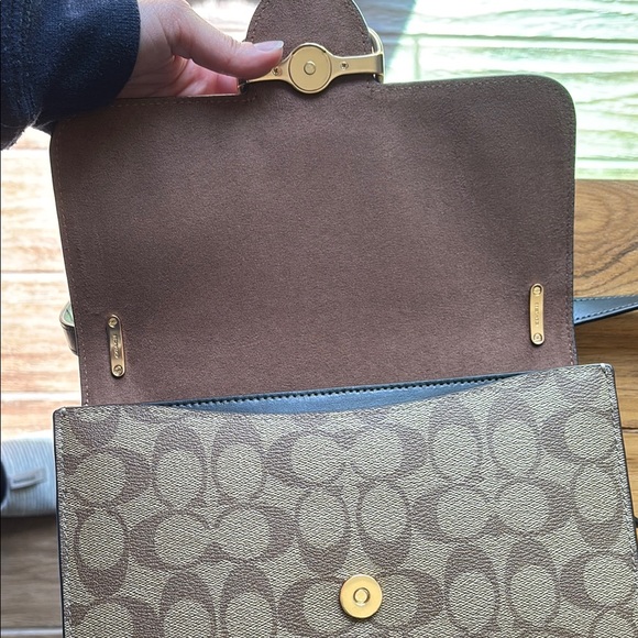 Coach Brown and Tan Crossbody Bag with Signature Monogram- LIKE NEW - Picture 4 of 6